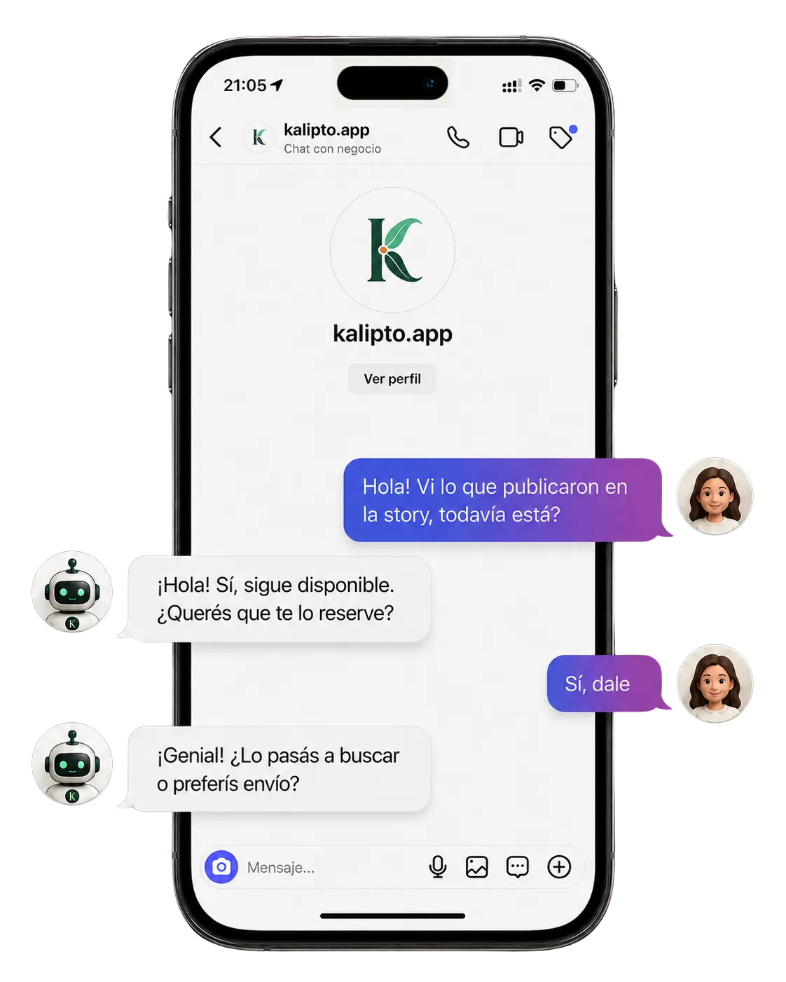 Chat de ejemplo — Instagram